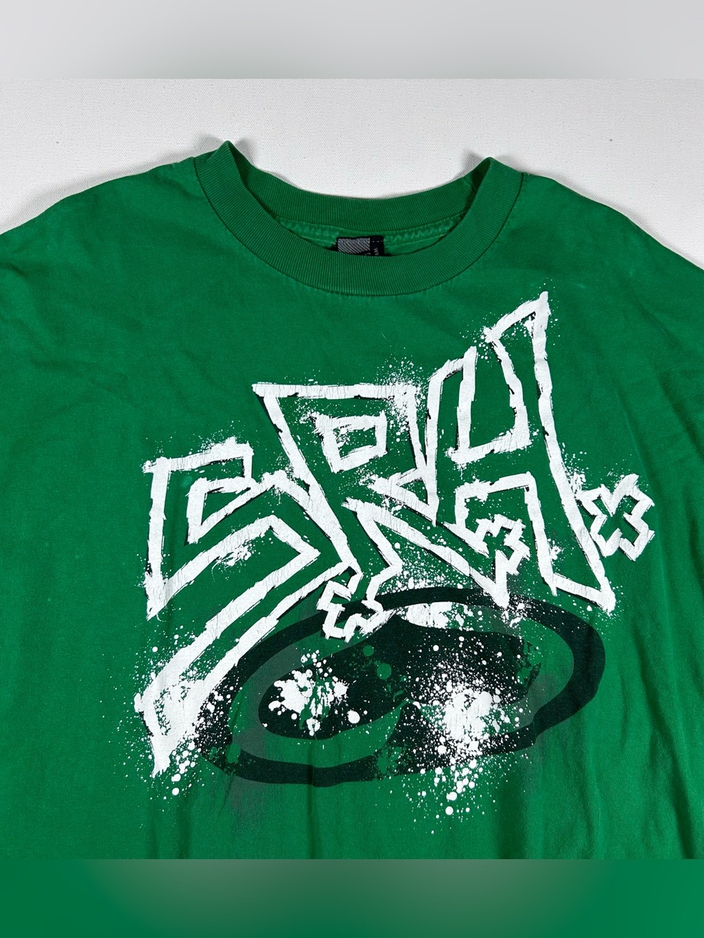 Vintage Y2K SRH Men's XL shirt Green Spade Crosses Green RARE Faded Distressed